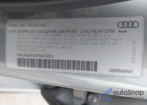 2015 Audi A6 3.0T Premium Plus z USA, uszkodzony, nr VIN WAUFGAFC5FN025823